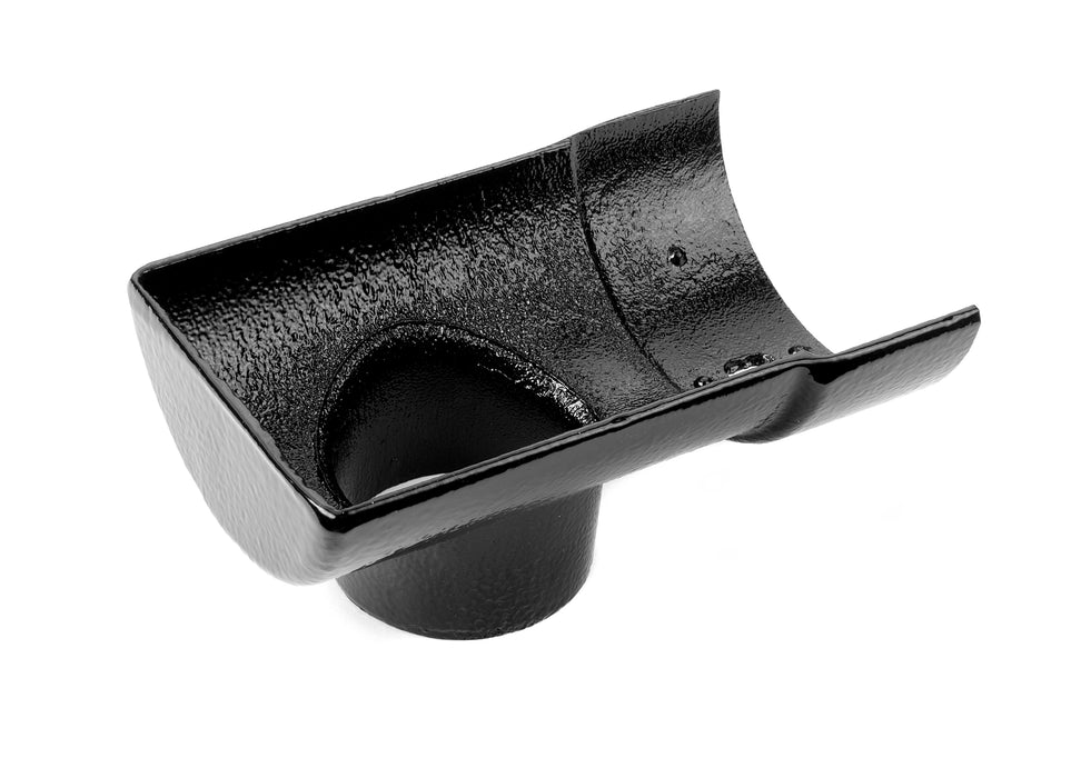 Alumasc Heritage - Half Round Cast Aluminium External Socket with Outlet Pipe - Aluminium Gutters Direct