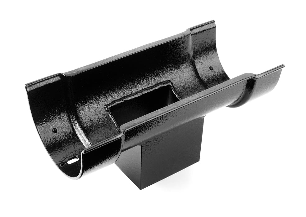 Alumasc Heritage - Beaded Half Round Cast Aluminium Double Socket with Outlet Pipe - Aluminium Gutters Direct