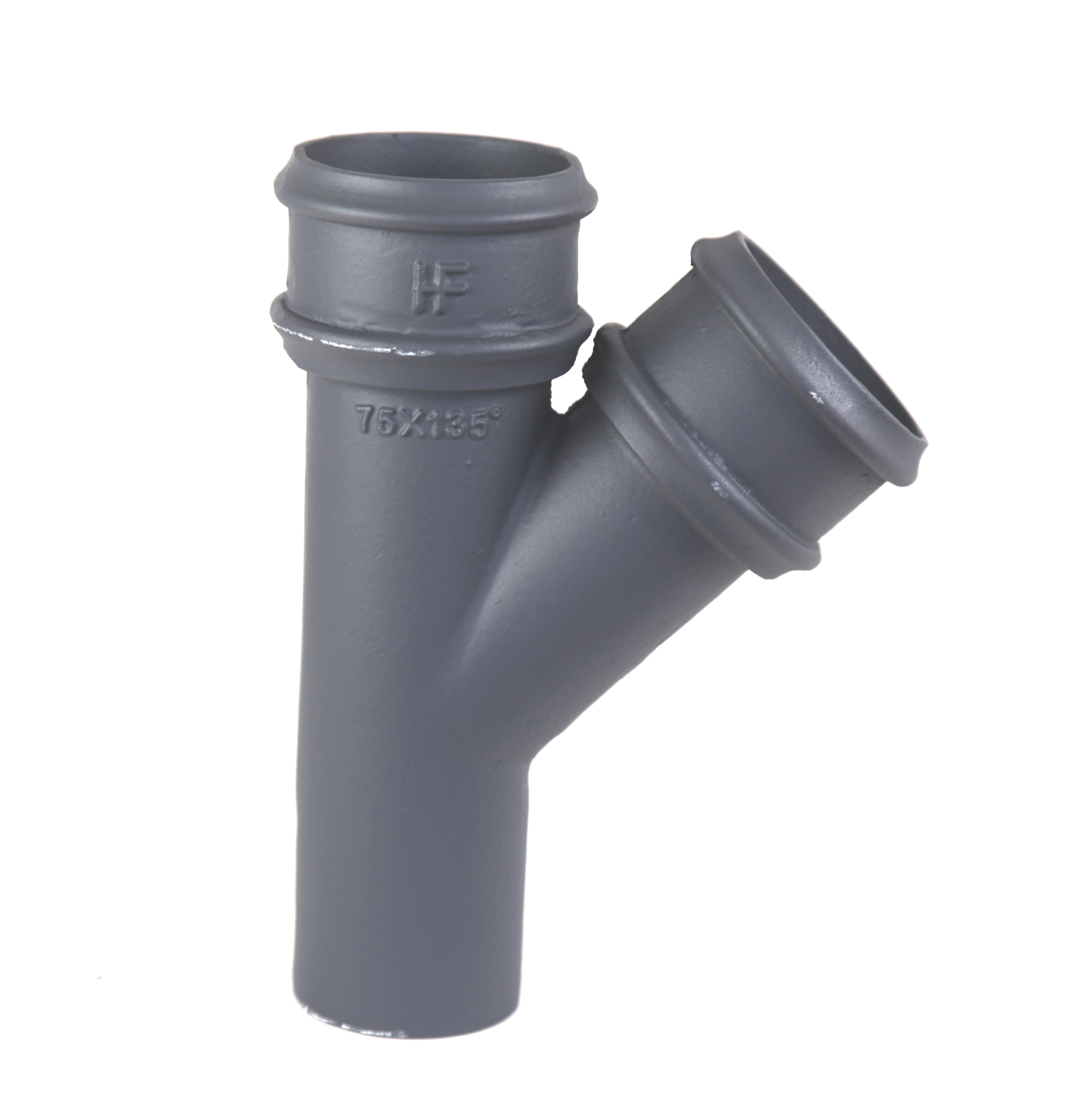 Hargreaves - Cast Iron Round Downpipe (65mm-150mm) 135 Degree Branch - Aluminium Gutters Direct