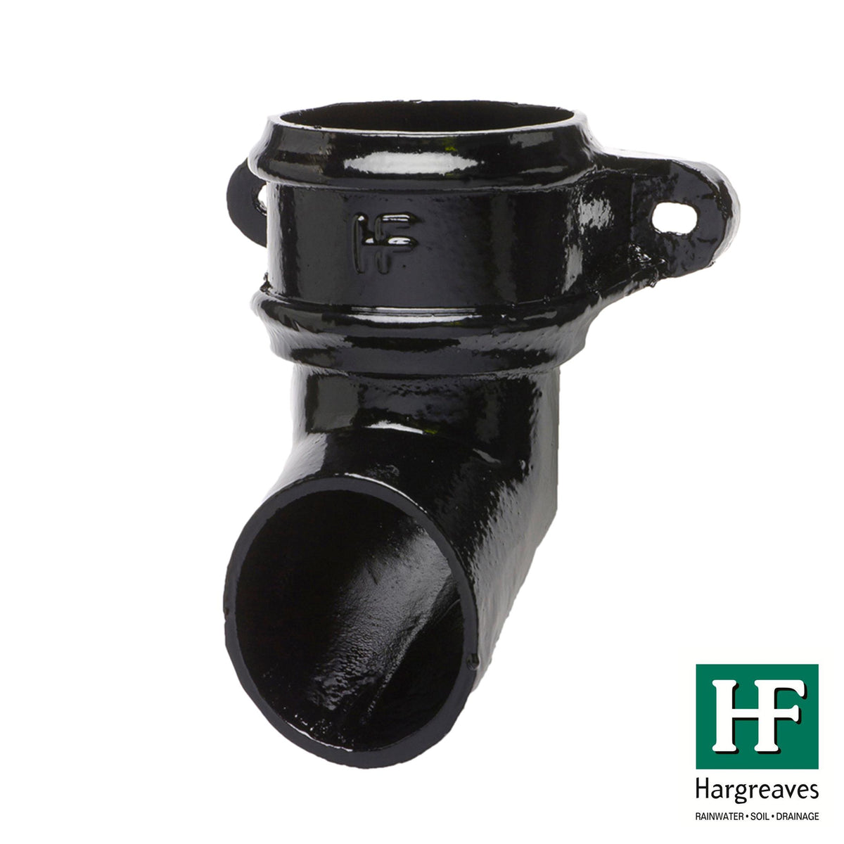 Hargreaves - Cast Iron Round Downpipe (65mm-150mm) Eared Shoe - Aluminium Gutters Direct