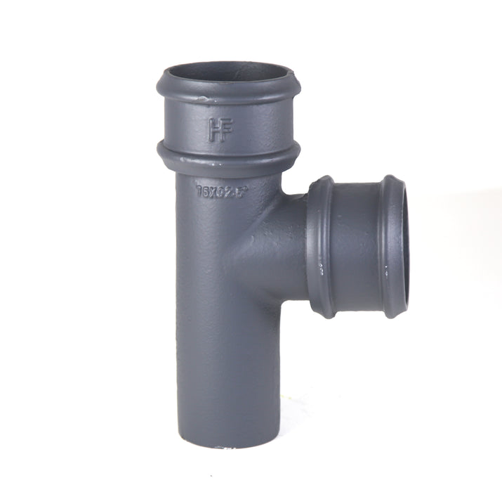 Hargreaves - Cast Iron Round Downpipe (75 x 50mm) 92.5 Degree Branch - Aluminium Gutters Direct