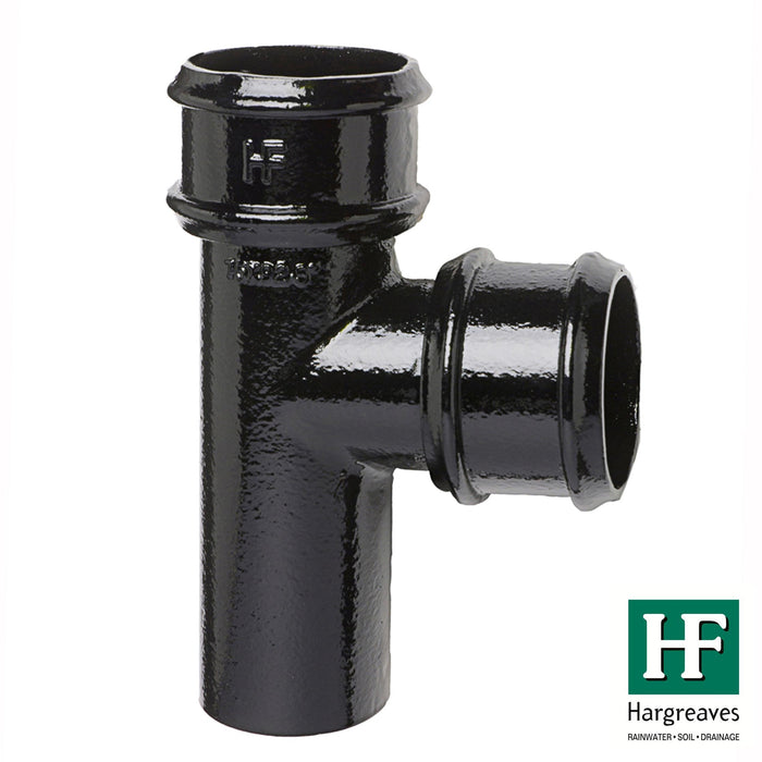 Hargreaves - Cast Iron Round Downpipe (75 x 50mm) 92.5 Degree Branch - Aluminium Gutters Direct