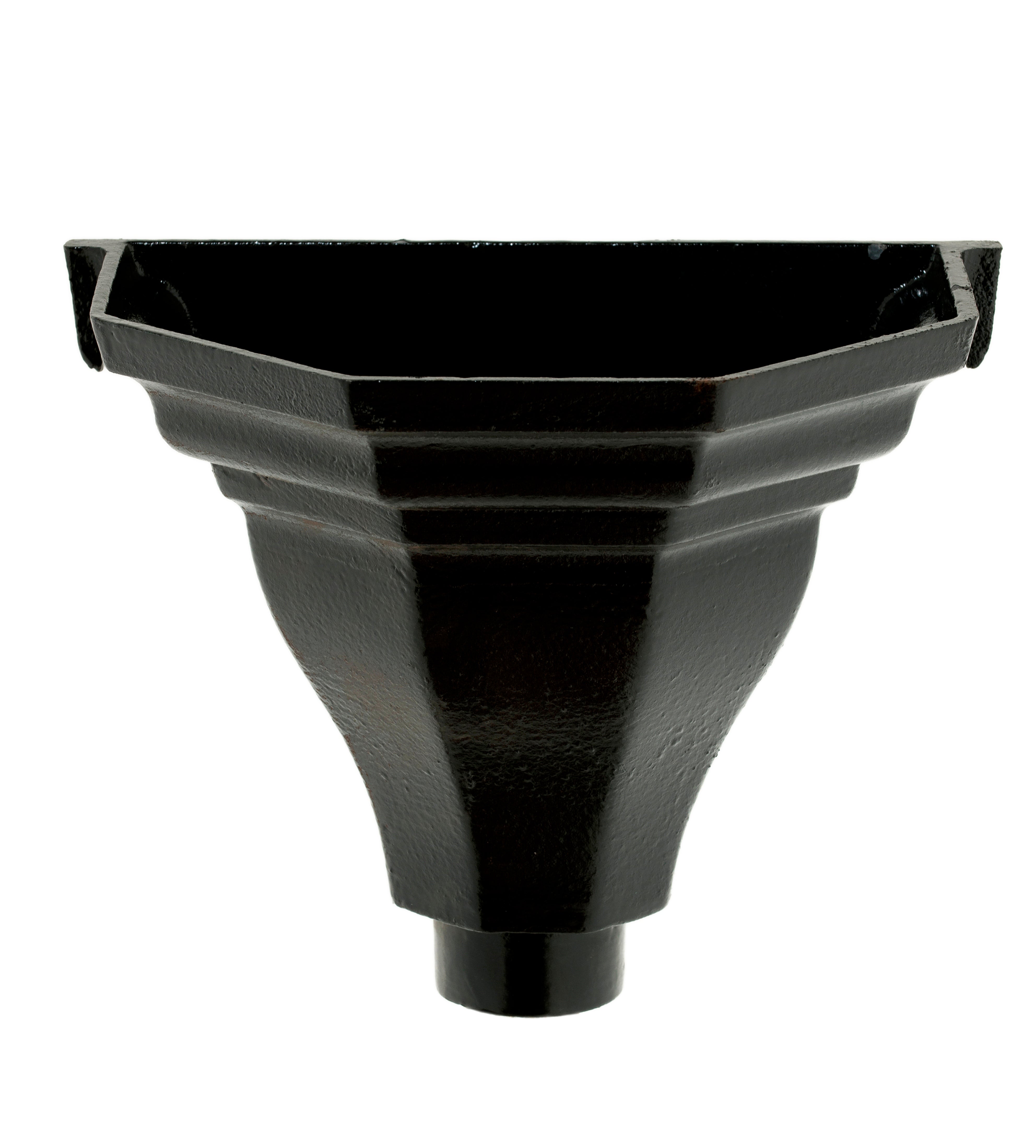 Hargreaves - Cast Iron Hopper Head H1 Large Flatback - Aluminium Gutters Direct