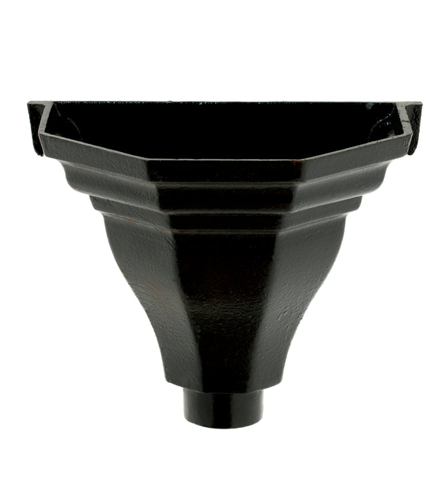 Hargreaves - Cast Iron Hopper Head H1 Large Flatback - Aluminium Gutters Direct