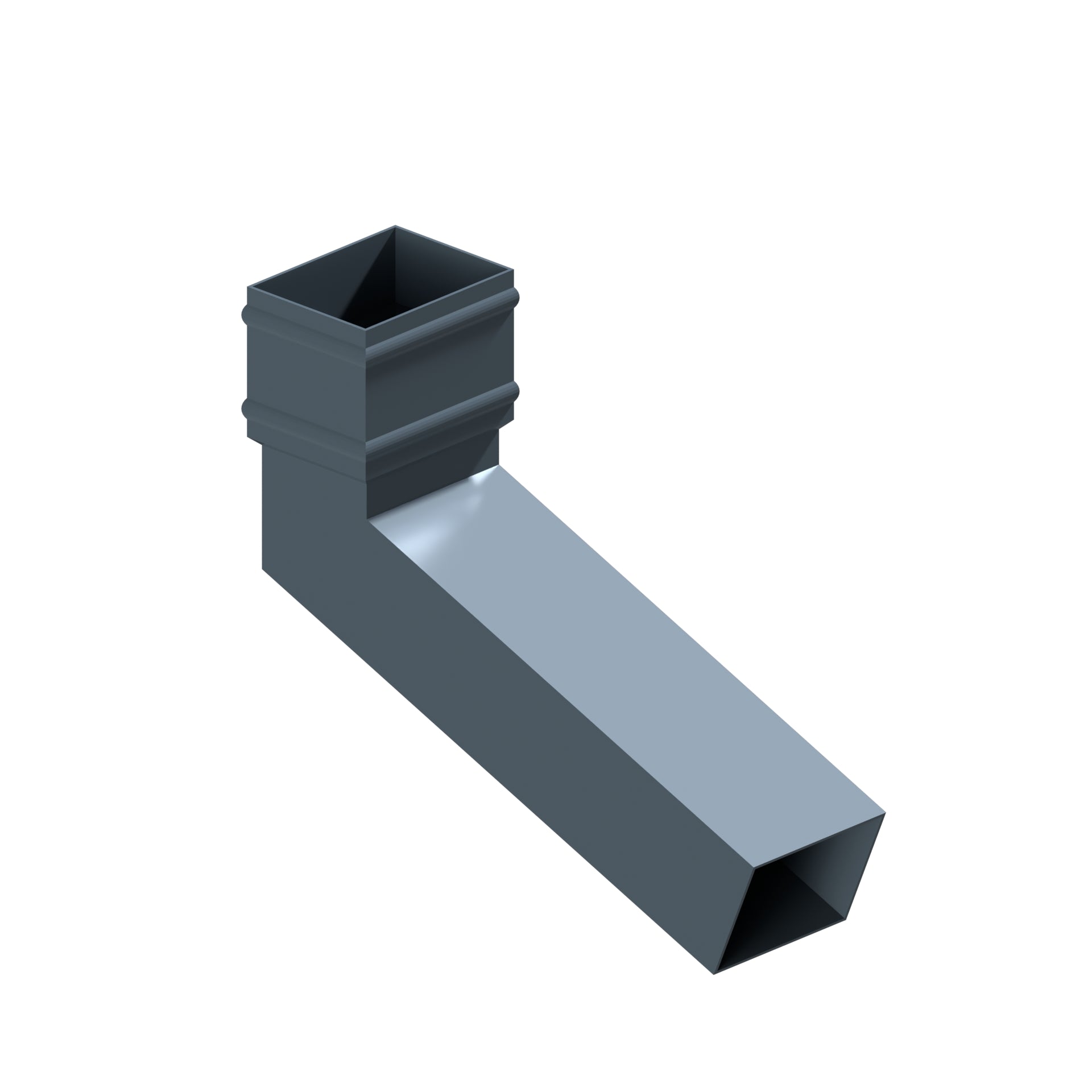 Dales Traditional Rectangular 101.6x76.2mm Downpipe - Long Tailed Elbow 112.5 Degree (300mm Projection) CW Cast Collar