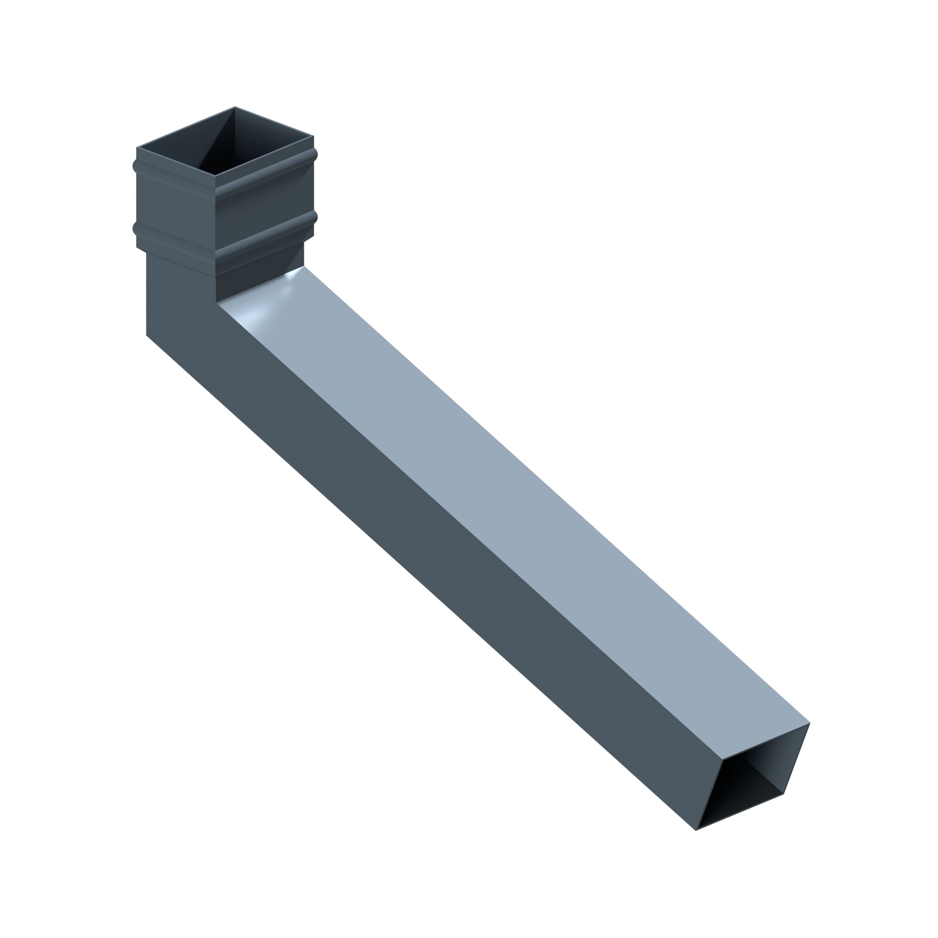 Dales Traditional Rectangular 101.6x76.2mm Downpipe - Long Tailed Elbow 112.5 Degree (600mm Projection) CW Cast Collar