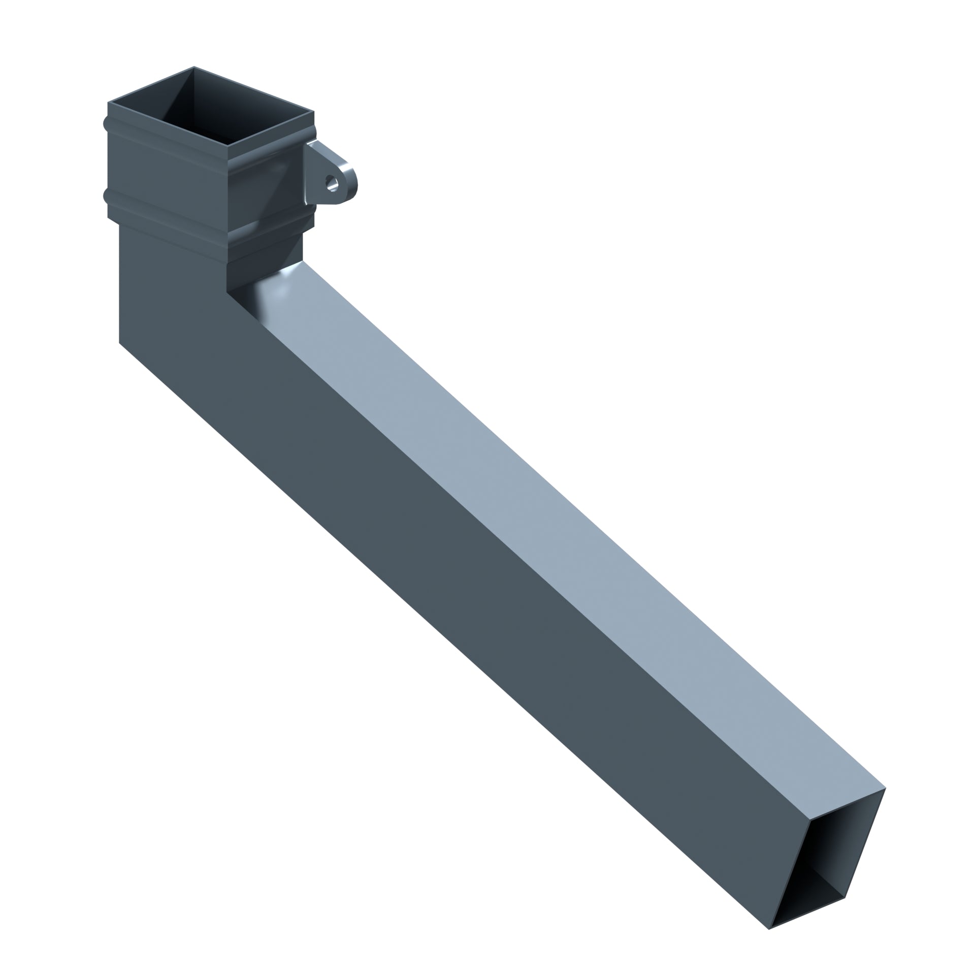 Dales Traditional Rectangular 101.6x76.2mm Downpipe - (Right Hand) Long Tailed Elbow 112.5 Degree (600mm Projection) CW Cast Collar