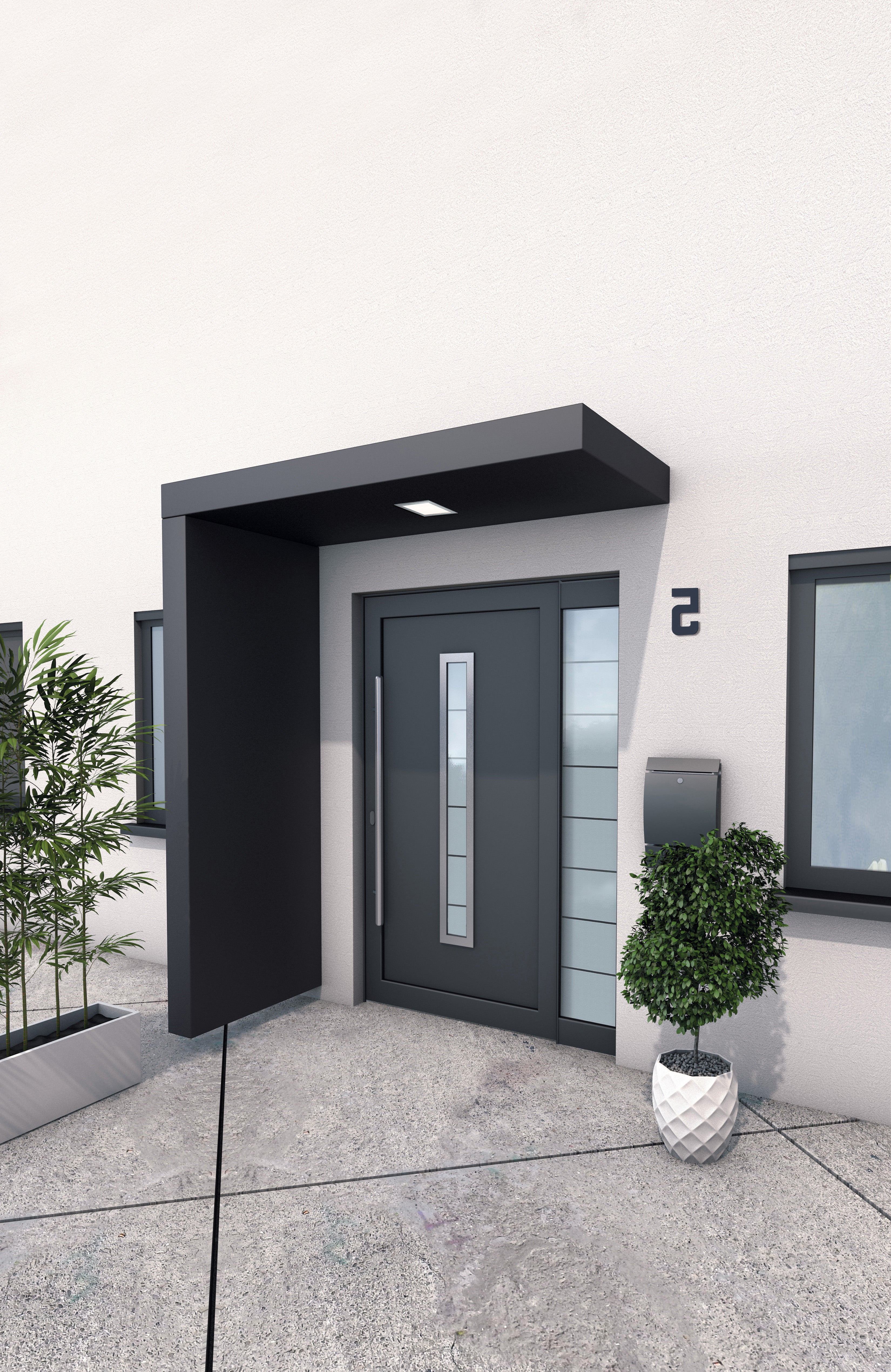 Alumasc Skyline Door Canopies - Aluminium BS150 Canopy System (With Side Panel & LED Strip Light) - Aluminium Gutters Direct
