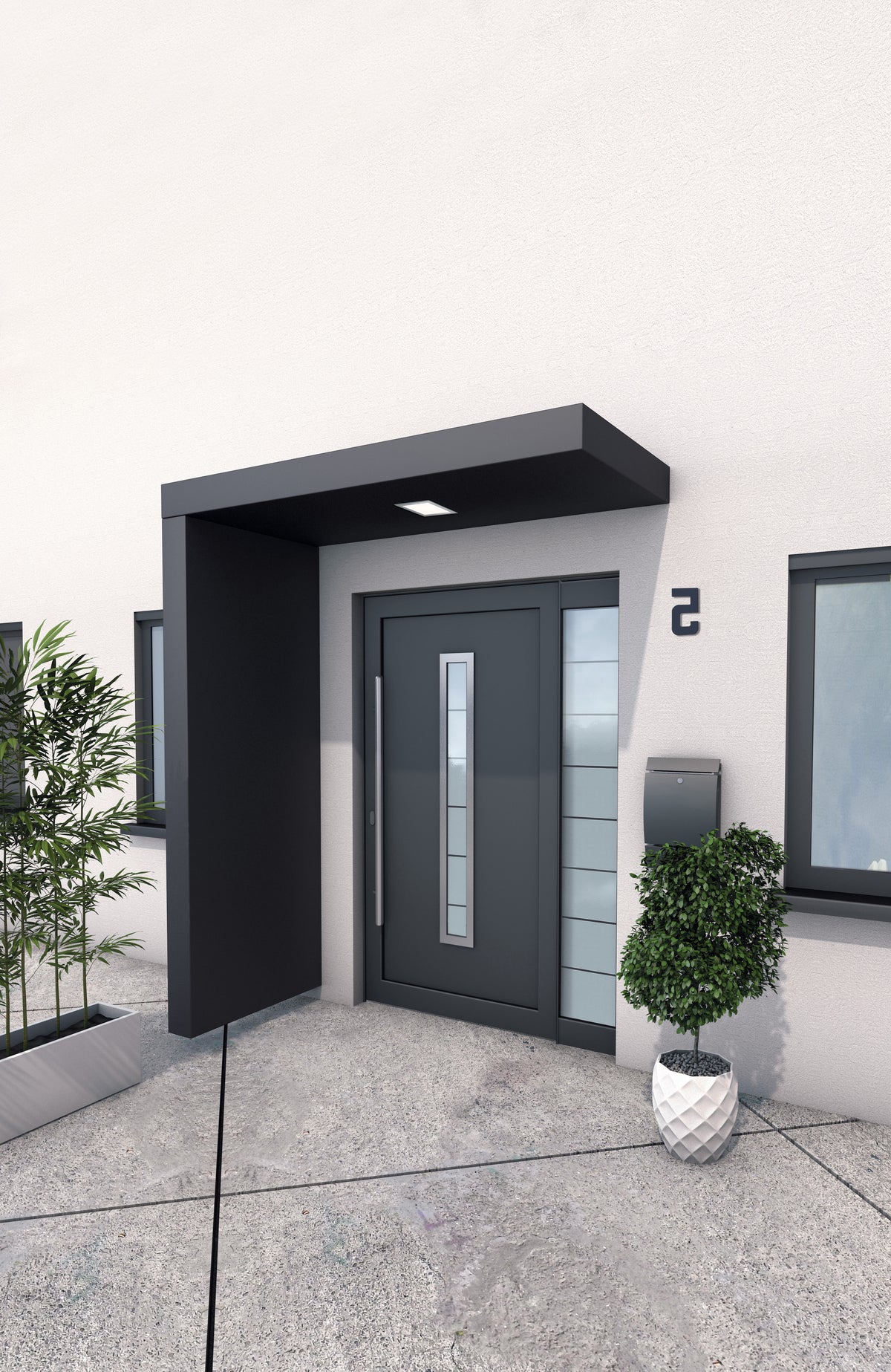 Alumasc Skyline Door Canopies - Aluminium BS150 Canopy System (With Side Panel & LED Strip Light) - Aluminium Gutters Direct
