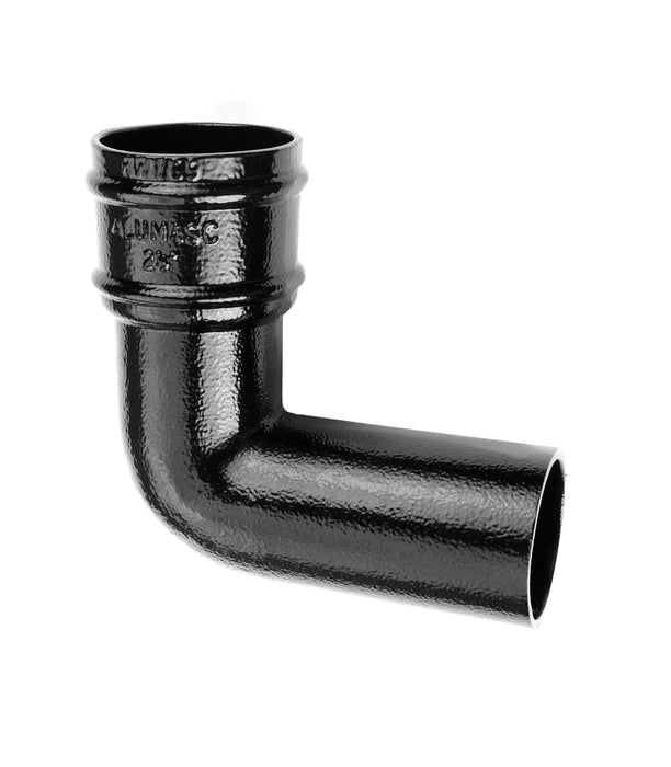 Alumasc Heritage - Round Circular Cast Aluminium Socketed Downpipe Bend No Ears - Aluminium Gutters Direct